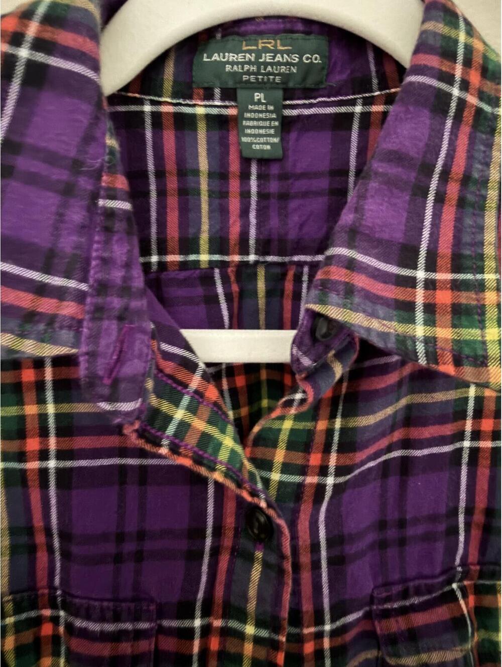 Lauren Ralph Lauren 100% cotton petite large/medium flannel plaid - Picture 2 of 8